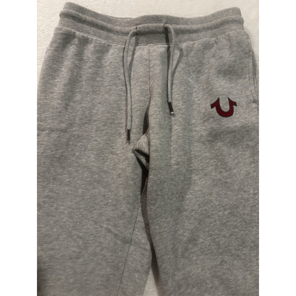 True Religion Logo Joggers in Heather Grey Women's‎ Small Fleece Pants Y2K